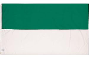 PHENO FLAGS Bandera de la fiesta de tiro 90 x 150 cm con ojales de latón - Bandera resistente a la intemperie para asta - 100 % poliéster, bandera blanca y verde