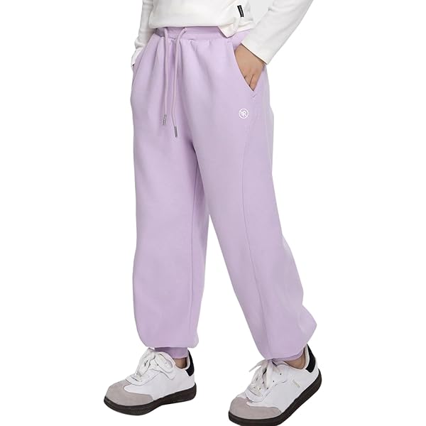 Pantaloni In Pile Rolanko Per Bambine - Jogging Cotone, Tinta Unita, Elasticizzati, Per Sport E Tempo Libero