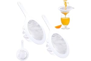 MOROCKET 2 Pcs Fine Mesh Sieve, 200/400 Mesh Mesh Strainer, Handheld Nylon Sieve, Household Plastic Sieve with Handle Hook, Fine Strainer, Kitchen Ultra Fine Mesh Strainer for Juice, Jam, Wine