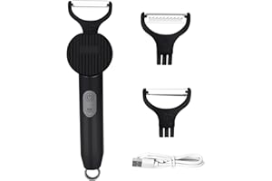 SUNHAIXIA Fitdays Éplucheur Électrique Orbital Sans Fil | 3 Lames Inox Multifonctions (Pommes/Carottes) | Type-C Rechargeable & Léger | Sécurité Auto-Arrêt | Pour Cuisine/Camping (PL907-Noir)