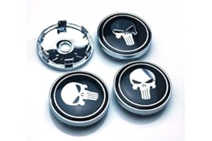 ZEAGRO 4 tapacubos de 60 mm con emblema para coche, diseño de calavera