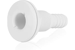 Gorgeri Raccord de coque traversante, 3/4" en plastique marin, raccords d'échappement de coque, bouchon de vidange de bateau, blanc