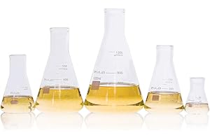 ULAB Scientific Erlenmeyer Flaschen Set, 5 Größen, 50 ml, 150 ml, 250 ml, 500 ml, 1000 ml, 3.3 Boro mit gedruckter Graduierung, UEF1002