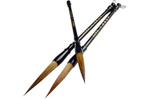 ZEALMAX 3 pennelli per calligrafia cinese, punta lunga Kanji giapponese, pennello Sumi per disegno e caligrafia, medio-piccolo, 3 pezzi