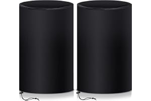 AMYLOVE 55 Gallon Drum Cover, 210D Oxford Cloth Water Storage Barrel Cover, 25 x 37 Inch Outdoor Waterproof Rain Snow Bucket lid with Drawstring, UV Protection, Anti Dust(2 Pcs)