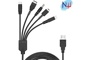 New World 5 in 1 USB Charger Cable Cord Compatible for Nin-tendo NDS Lite,Wii U,New 3DSXL/LL,3DSXL/LL,2DS,DSIXL/LL,NDS/GBA SP(Game-boy Advance sp),PSP 1000 2000 3000