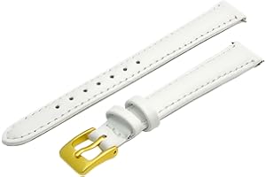 WATCHWATCHWATCH Ladies White Leather Watch Strap Band Choice of Sizes 8mm 10mm 12mm 14mm Gilt (Gold Colour) Buckle