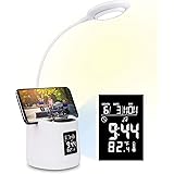Lampada da scrivania a LED, DORSION con sveglia con ricarica USB, Lampada da scrivania per bambini con portamatite