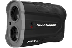 SHOT SCOPE TECHNOLOGIES Shot Scope PRO L1 Laser Rangefinder - Red and Black Optics - Adaptive Slope Technology - Target-Lock Vibration - Accurate to 0.1 Yard