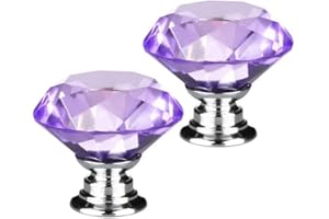 FBSHOP(TM) 2 PCS 30mm Lila Kristallglas Diamant Form Türknauf Griff Pull Knöpfe für Kinder Kid 's Room Schublade, Schrank, Chest, Bin, Kommode,Küche Schränke etc. mit Schrauben