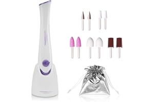 TOUCHBeauty Electric Nail Drill, Manicure Pedicure Kit, Electric Nail Files Drill Set, Electric Nail Buffer Machine, with 5 Bits, Buffer, Polisher, Shiner, Shaper, UV Dryer,add 1 Pack Bits (Purple)