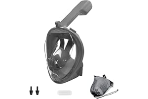 AVOS-DEALS-GLOBAL - Snorkel Mask, Snorkelling Mask with Panoramic Full Face Design 180°view, Detachable Camera Mount, For Adults and Kids with Anti-Fog Technology, Free Breath Diving Mask + Travel Bag