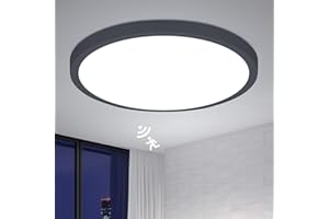 Lampa sufitowa LED Combuh z radarowym czujnikiem zmierzchu, 28W 2800 lm Ø30CM okrągła czarna lampa sufitowa z czujnikiem ruchu, 3000K/4000K/6000K ultracienkie lampy sufitowe do korytarza schody ganek
