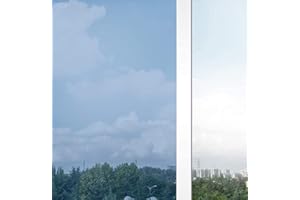 Beautysaid One Way Window Film Privacy: Sunlight Blocking Window Film Reflective, Heat Control Film, Anti UV Glass Film, Static Cling Window Film for Home Office(90x200cm, Silver)