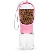 MADPET Mama Hazneli K&ouml;pek Suluğu - 350 ml Su ve 180 ml Mama Kapasiteli Taşınabilir Şişe - Kedi K&ouml;pek Seyahat Kabı - Kilitli D