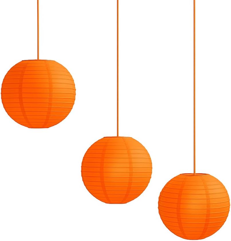 Pack of 3 Paper Lantern Lampshade Party Birthday Baby Shower Wedding Celebration Decoration 4"(10cm) -16"(40cm) (Orange, 12" (30cm))