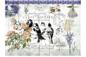 CRAFT PREMIER Papel de arroz para decoupage. Hecho en Rusia. 297x420 mm / ~ A3 (Lavanda, pájaros, rosas, letra)