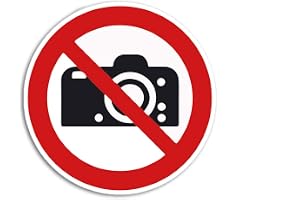 Premium dekal fotografering förbjuden information rund Ø 10 cm väder- och UV-beständig