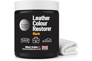 THE SCRATCH DOCTOR Leather Colour Restorer Recolouring Balm Repair Treatment for Faded & Worn Absorbent Leather Furniture, Sofas, Chairs (Black, 250ml)