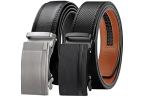 Chaberlu Automatik gürtel herren 2 Stücke, Ledergürtel Ratsche Automatikschließe Business Anzug Gürtel Verstellbarer Leder Gürtel für, Breit 35mm Breit mit Geschenkbox