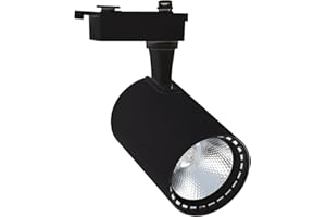 LEDKIA LIGHTING Foco Carril LED Monofásico 30W Bron Negro 3000K Blanco Cálido