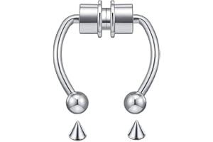 Esygnal Magnetic Septum Piercing Fake Nose Rings Horseshoe Stainless Steel Faux Fake Nose Septum Rings Non-Pierced Clip On Nose Hoop Rings for Women Men
