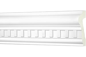 Perfil plano de 2 metros 66x30mm - perfil de estuco de PU estampado, blanco, resistente a los impactos - AC243 Hexim Perfect - moldura plana de pared perfiles decorativos