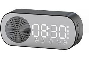 Hsthe Sea Réveil numérique Radio-réveil Portable avec Haut-Parleur BT Grand écran LED Radio Horloge du Matin pour Le Bureau de la Chambre