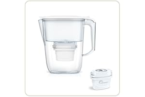 LITTLE BALANCE 8592 Carafe filtrante Claire + 3 cartouches filtrantes, Réduit microplastiques, chlore, calcaire et autres impuretés, 2.5 l, Débit ultra rapide, Plastique sans BPA, Blanc