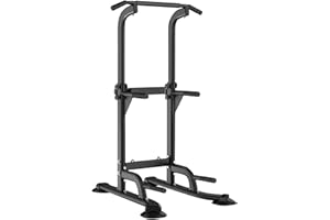 LEIBLSUFO Power Tower Dip Station, Multifunktionale Kraftstation für Zuhause mit Klimmzugstange, Heim Fitnessstudio Kraftturm, Liegestützgriffe Ropes & Schlingen Sit-Ups