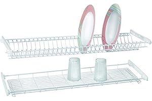 Casabriko Escurreplatos de empotrar 86 cm, acero barnizado, blanco, para unidad de pared de 90 cm