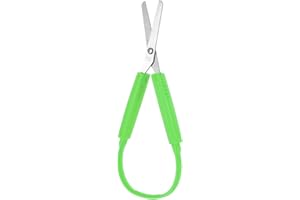 TELOOCO Kinderschere Mini Ringschere 14cm Kinder Schere mit Adaptivem Design Selbstöffnender Griff Sicherheitsschere für Kinder Kinderschule Bedürfnisse Tägliches Basteln (Grün)