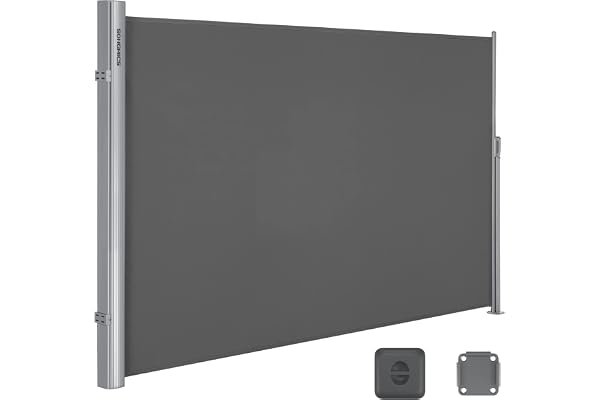 SONGMICS Store latéral en Aluminium Extensible 160 x 400 cm, Brise-Vue, Protection Solaire, occultant, pour Balcon, terrasse, Jardin, Anthracite GSA164G01