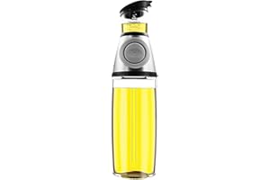 Hioph Distributeur d'huile d'olive, flacon doseur d'huile végétale, flacon verseur pour la cuisine, bec verseur anti-gouttes, huile et vinaigre (argent, 236 ml)