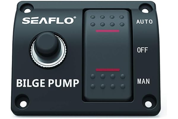 Seaflo 3-vägs länspump omkopplarpanel (automatisk av-manuell) 12v 24v integrerad 15A brytare