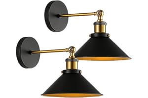 LEDSONE Industrial Wall Light, Vintage Black Wall Sconce Adjustable Antique Wall Lighting E27 for Restaurants Galleries Aisle Kitchen Bedroom 2 Pack