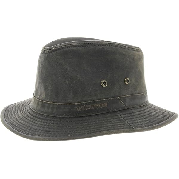 STETSON Diaz Outdoor Women's/Men's Cowboy Hat Vintage Look Fabric With Chin, Piping, Fringed Spring-Summer, Brown