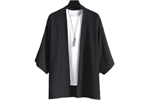 BEWELLAN Cardigan japonais pour homme Kimono traditionnel Vêtements de rue Yukata Chemise kimono pour homme