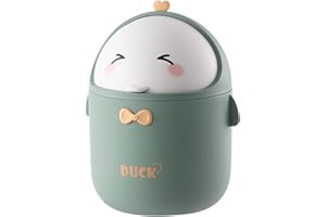 Greyoe Mini Poubelle, Petite Poubelle, Poubelle de Table avec Couvercle, Petite Poubelle de Salle de Bain, pour Salle Bain, Bureau Poubelle de Style Dessin Animé Mignon Portable ((Vert))