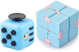 Yeefunjoy 2PCS Fidget Toy Set, Blue Jouet Cube, Fidget Toy Cube et Cube Infini Fidget Blocs, Décompression Jouets Cube Anti-Stress, Gadget Sensoriels Cadeau Cube de Stress pour Enfants Adultes