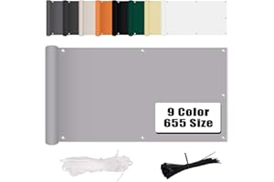 MENGH Balkon Sichtschutz 70x650cm, Balkon Verkleidung, 160 g/m², mit Ösen und Kordel Deko für Balkongeländer, Terrasse & Garten Hellgrau
