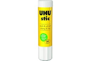 UHU stic, 21g, the proven glue stick, strong, fast, solvent free, clean, safe & sustainable for school, home, office, kids, arts and crafts, 98% natural, now packed in 50% recycled plastic