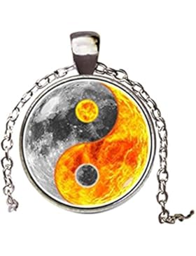 Ying Yang Sonne und Mond Anhänger Halskette Vintage Kette Choker Statement Halskette Schmuck