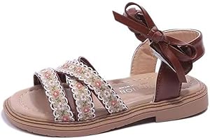 ANBIWANGLUO Sandales Fille Sandale Cuir Enfant Fille Fleur Chaussures Ete Fille