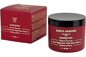 ‎KING'S ARMOUR King's Armour No3 Marquess Classic Pomade Hair Styling Wax 110 ml - Classic Pomade for Men - Ultra Strong Hold & Strong Shine, Vintage Styling Meets Royal Elegance