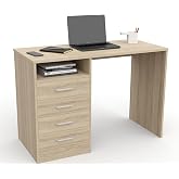 DORMIDAN - Desk 4 Drawers, Office Table, Computer Office, (Oak)
