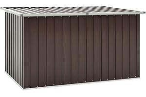 FIRBNUS Caja con tapa, 171 x 99 x 93 cm, caja de jardín con tapa abatible, caja de almacenamiento, caja de cojines, caja de jardín, caja de almacenamiento, armario de jardín, acero galvanizado, marrón