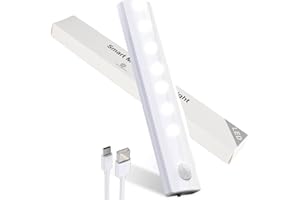 YIFEID LED Motion Sensor Light, Wireless USB Rechargeable Night Light Bar with Removable Magnetic Strip Auto On/Off Under Cupboard Light Indoor Small Cabinet Light for Kitchen Closet Stairs Drawer Wardrobe