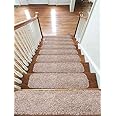 Soft Shaggy Carpet Stair Treads NON-SLIP MACHINE WASHABLE Mats/Rugs, 22x67cm, 30mm Thickness (Beige, 7)