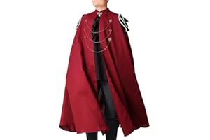 COSDREAMER Capa de bruja para hombre, capa medieval renacentista (Rojo Vino)